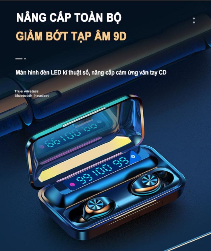 Tai nghe bluetooth 5.1 Amoi F9 Pro quốc tế bản nâng cáp dock sạc 3500