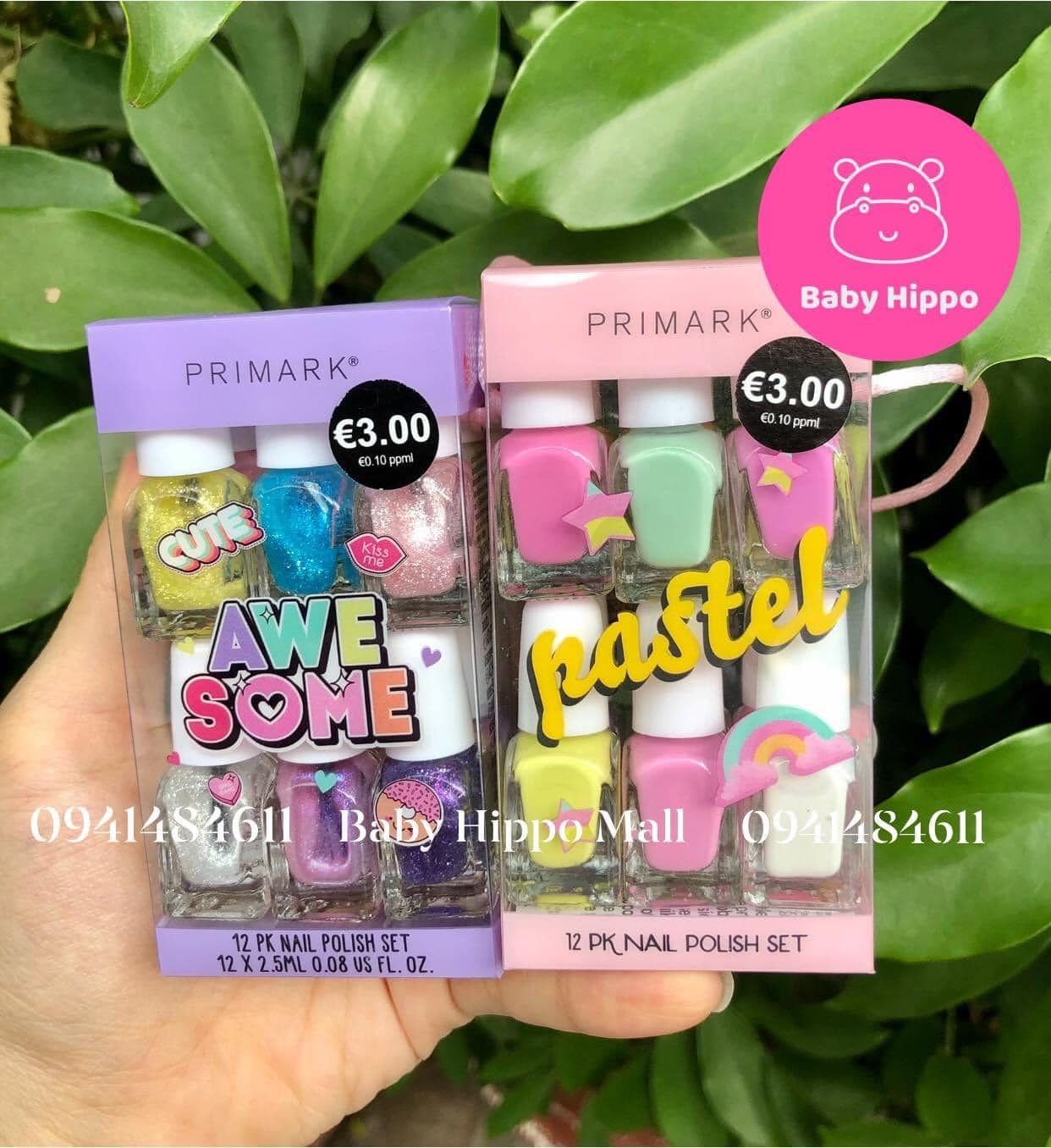 Set sơn móng tay bé gái Primark 12 màu pastel - An toàn cho bé
