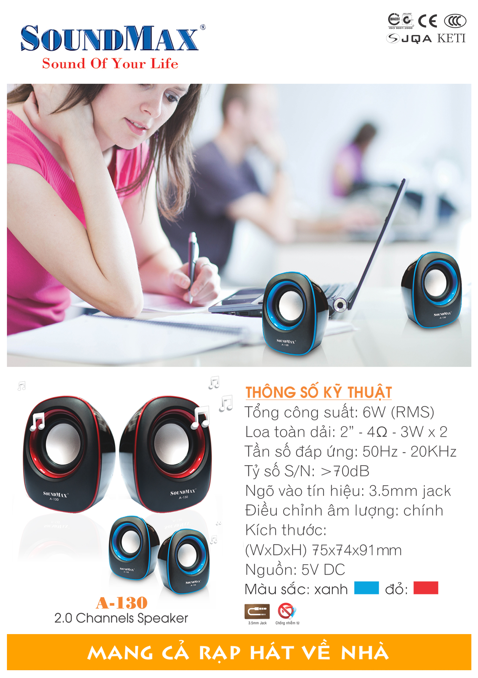 Loa SoundMax A130/2.0 (Đỏ)