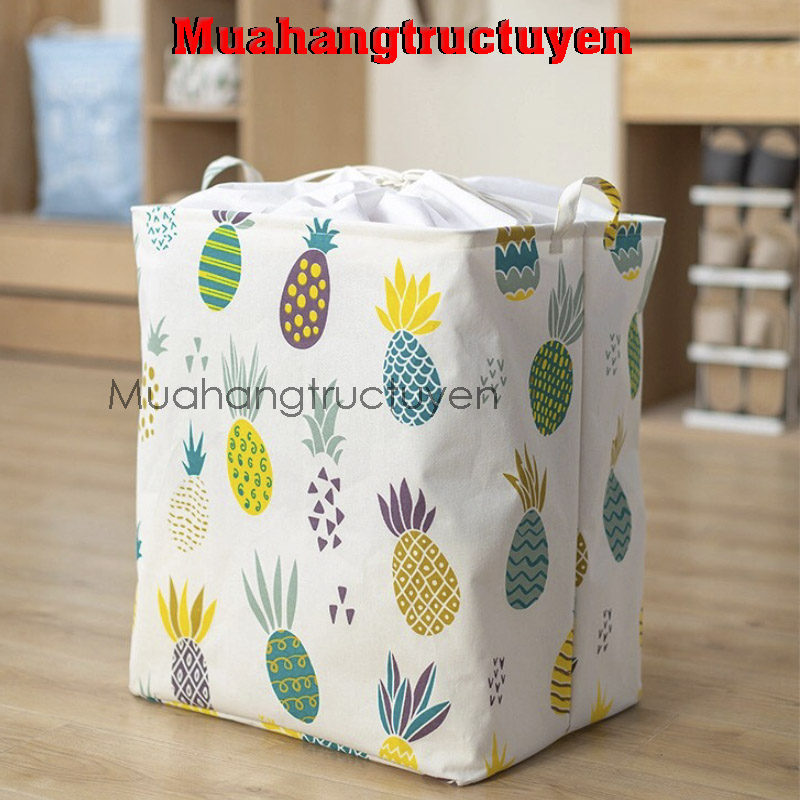 [Size lớn 100L] Túi vải vintage cỡ lớn đựng chăn mền drap, quần áo có quai xách dạng túi rút dây-Túi Đựng Quần Áo Chăn Màn Có Khung Size Lớn 100 Lít có thể Gấp Gọn, Giỏ Đựng Chăn Mền Quần Áo Siêu To