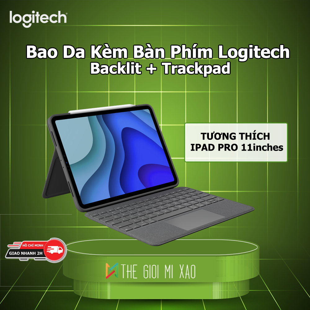 Combo Bao da kèm bàn phím Backlit với Trackpad Logitech Combo Touch dành cho iPad Pro 11inch - Bàn phím Backlit có thể tháo rời, Trackpad siêu nhạy