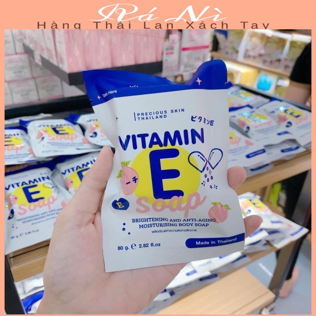Soap xà phòng trắng da body vitamin e thái lan 100g