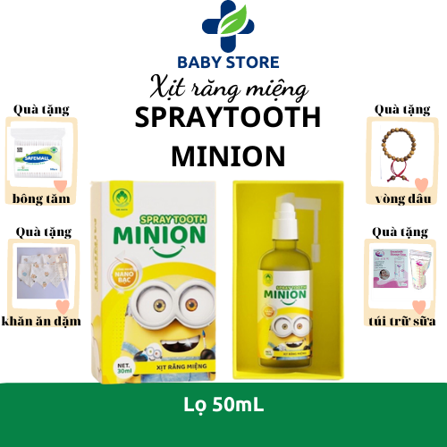 Xịt răng miệng cao cấp Minion, ngừa sâu răng, sún răng, nấm lưỡi, tưa lưỡi an toàn với trẻ sơ sinh