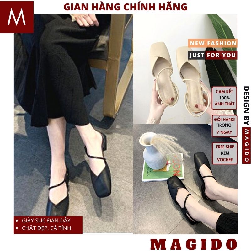 Sục nữ mũi vuông quai chéo 💚Sandal nữ mùa hè mũi vuông -Giày búp bê đế xuồng da mềm-Sục trẻ trung MAGIDO