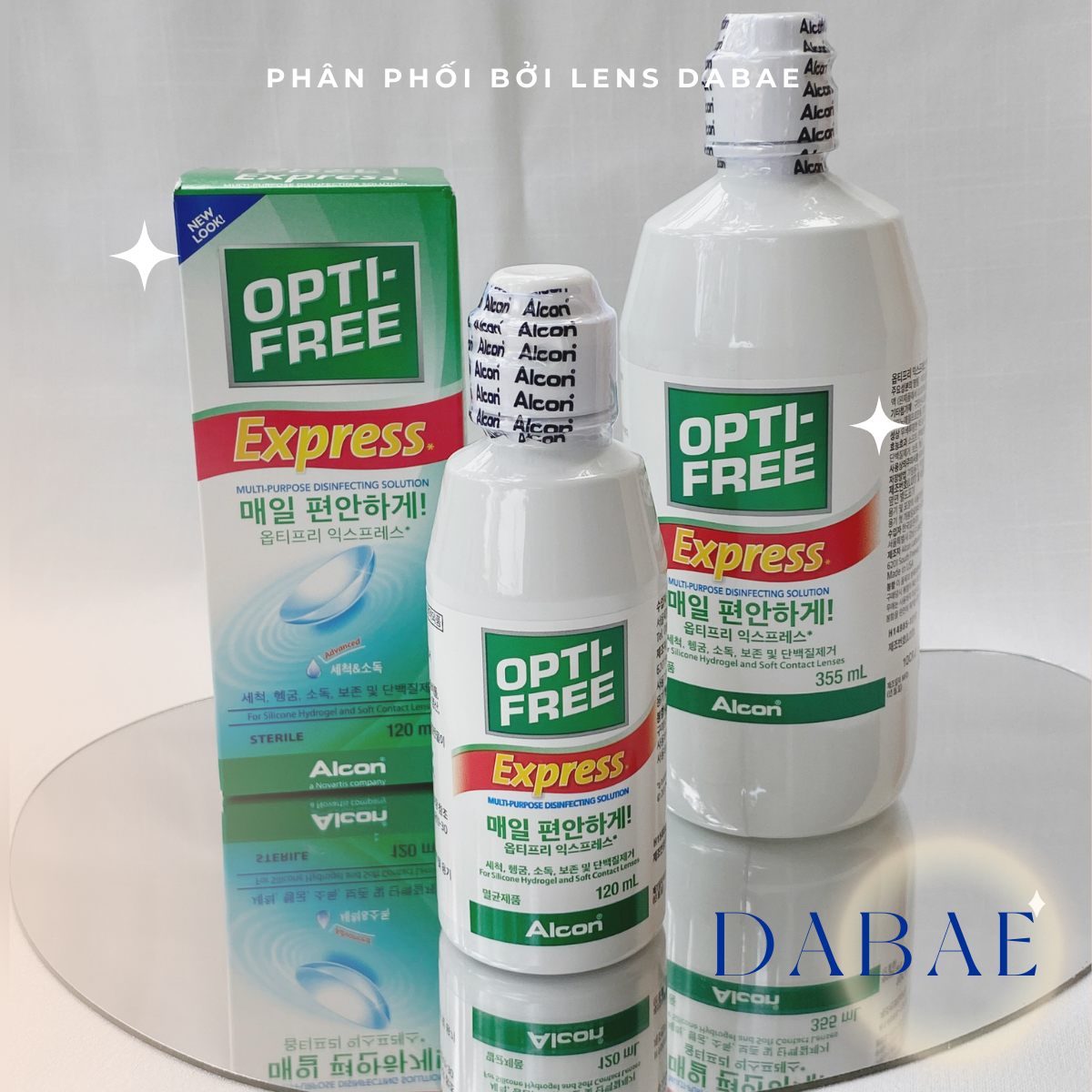 Nước ngâm rửa lens siêu cấp ẩm và làm sạch bán chạy nhất tại Mỹ OPTI FREE hãng Alcon kính áp tròng Hàn Quốc DABAE