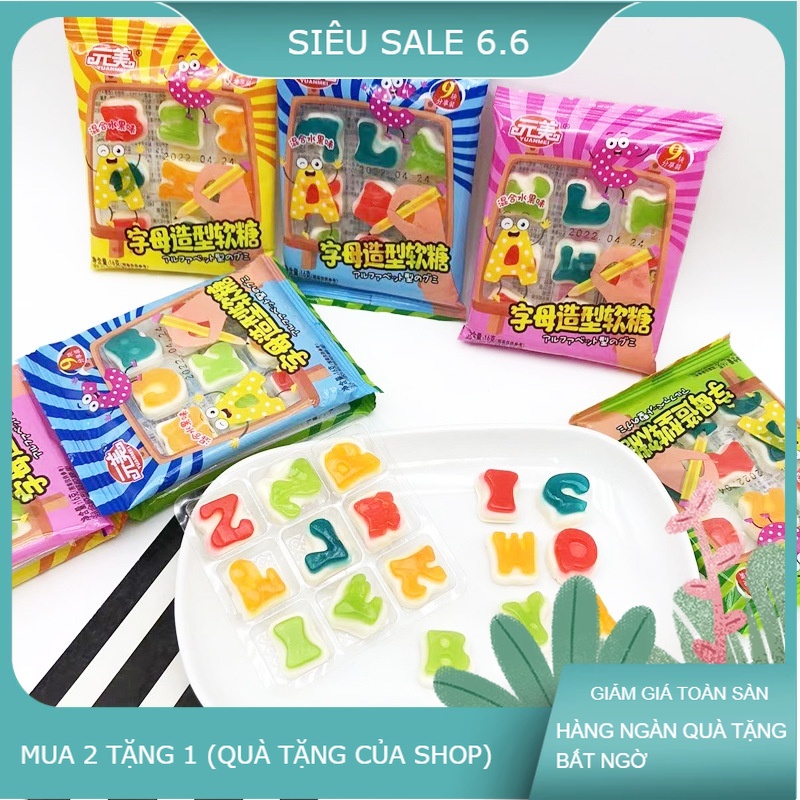 10 gói Kẹo dẻo hình chữ cái hương vị trái cây - kẹo dẻo trẻ em