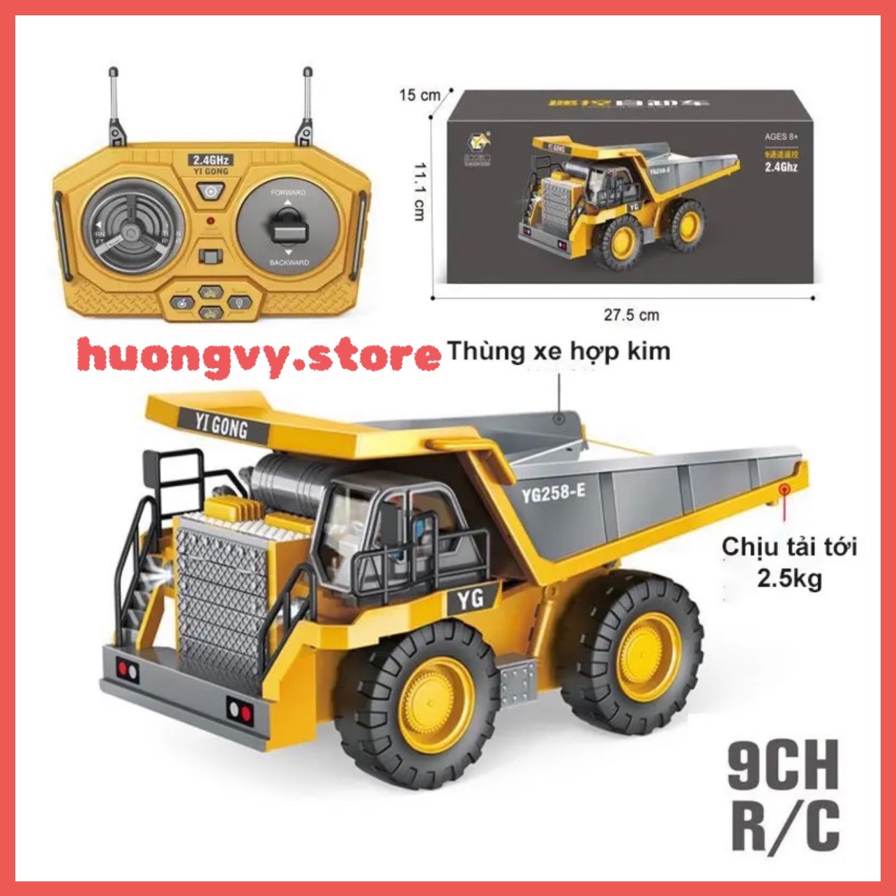 Máy xúc điều khiển từ xa 11 kênh YIGONG, xe múc đất cát gầu sắt hợp kim - 3