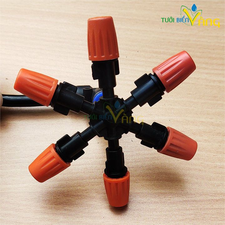 Béc bép bét phun sương tưới cây, lan 6 cánh, hướng nối ống 21mm