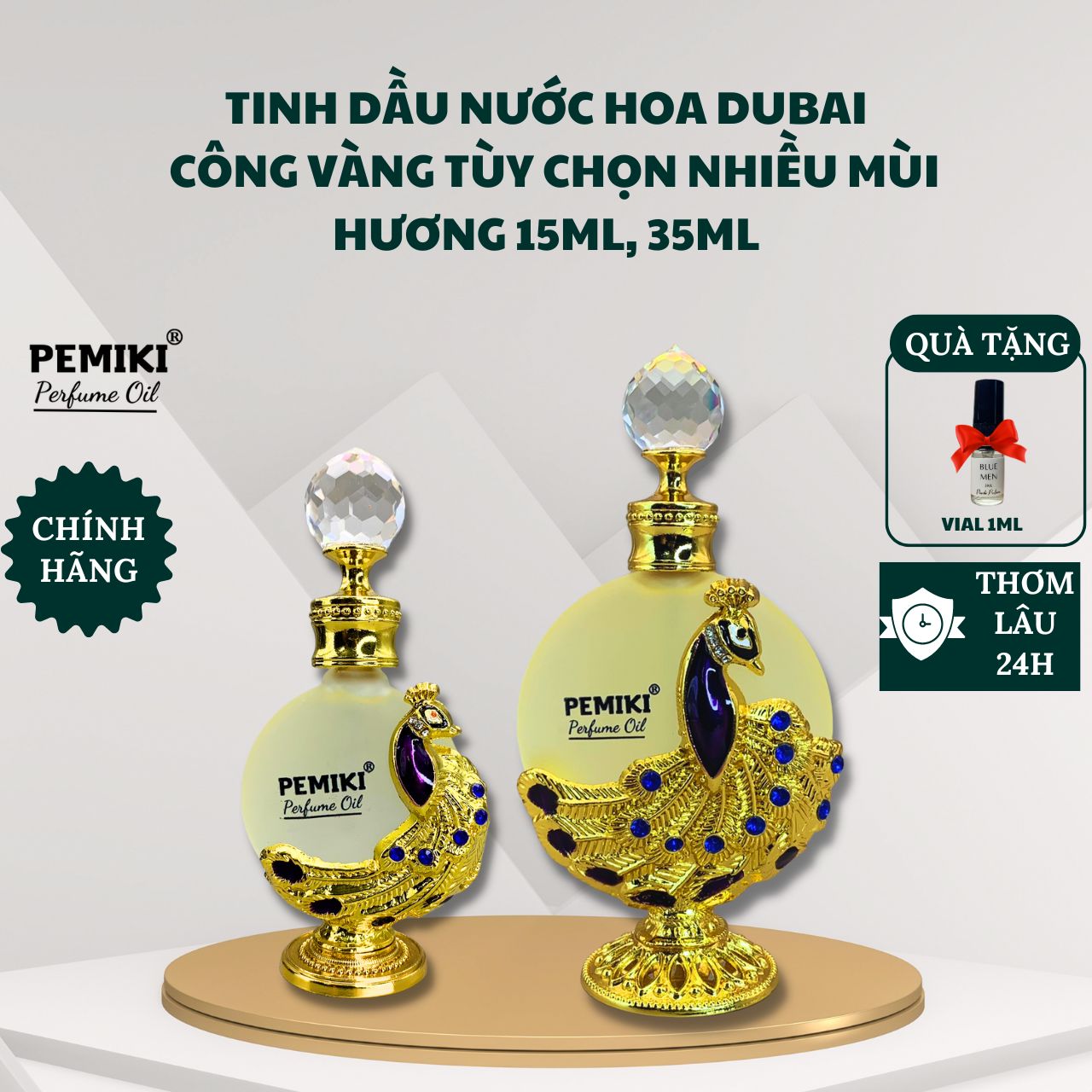 Nước hoa tinh dầu dubai PEMIKI công vàng 15ml 35ml nước hoa nam nữ thơm lâu 24h - PEMIKI Perfume