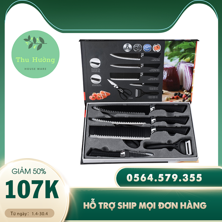 Bộ dao nhật bản 6 món cao cấp công nghệ nhật asakh