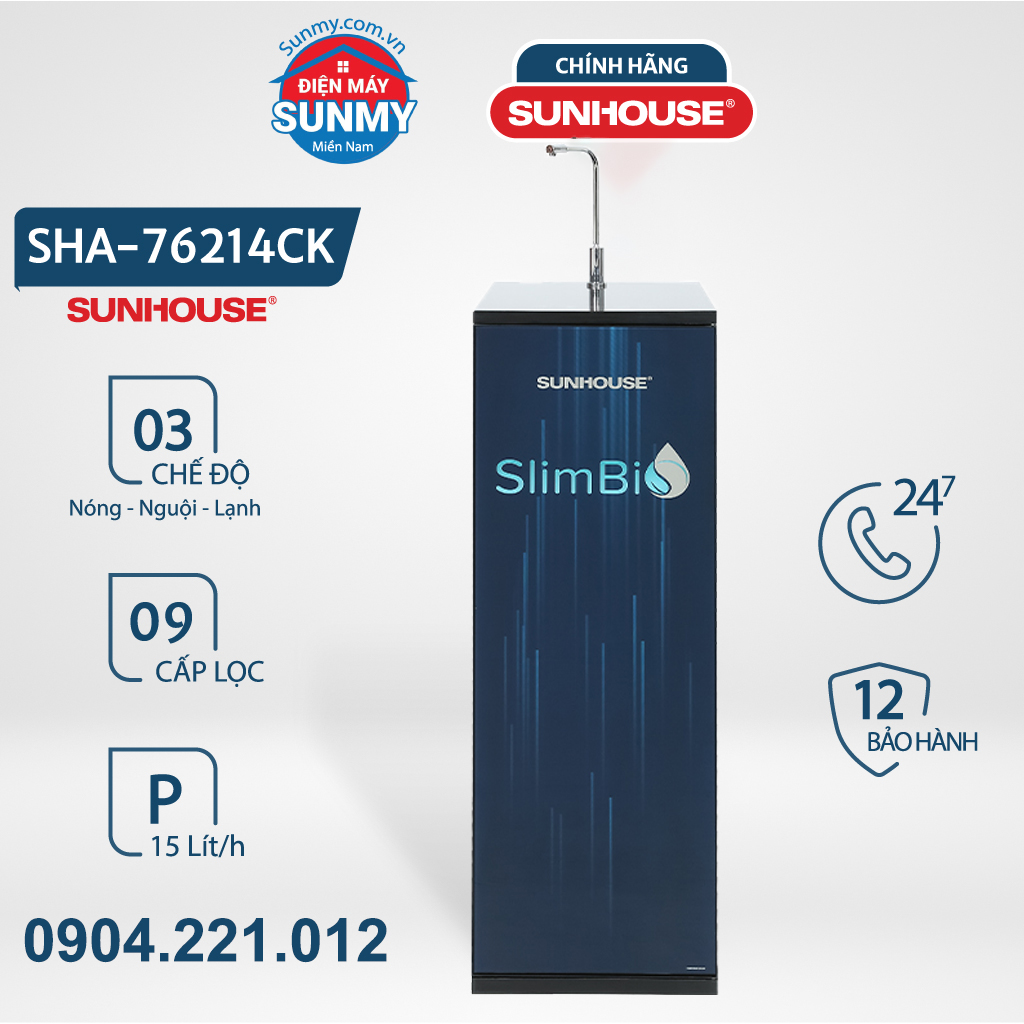 Máy lọc nước RO nóng nguội lạnh Sunhouse SHA76214CK-S 9 lõi , máy lọc nước 9 lõi 3 chế độ sunhouse hàng trưng bày thanh lý bảo hành chính hãng 12 tháng , lọc nước , máy lọc