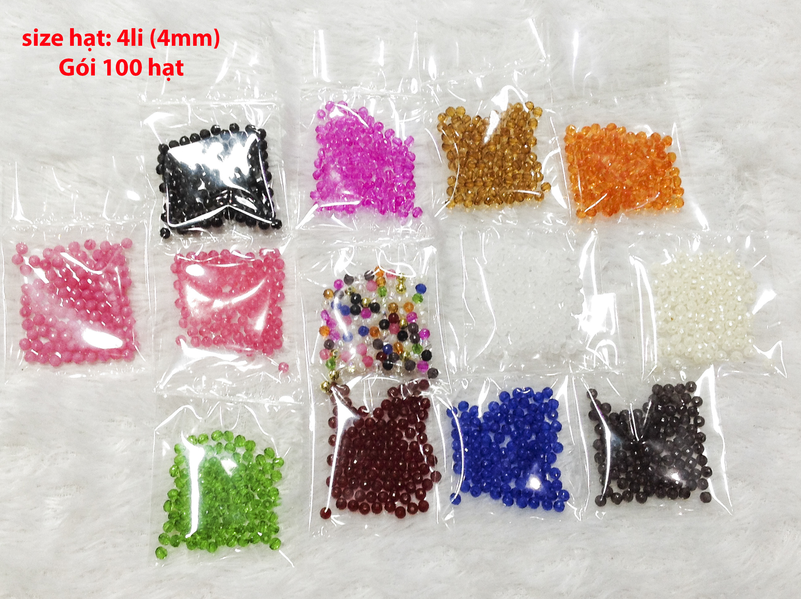 100 hạt nhựa ancrylic pha lê góc 4mm cườm nhựa xỏ vòng tay trang trí thủ công