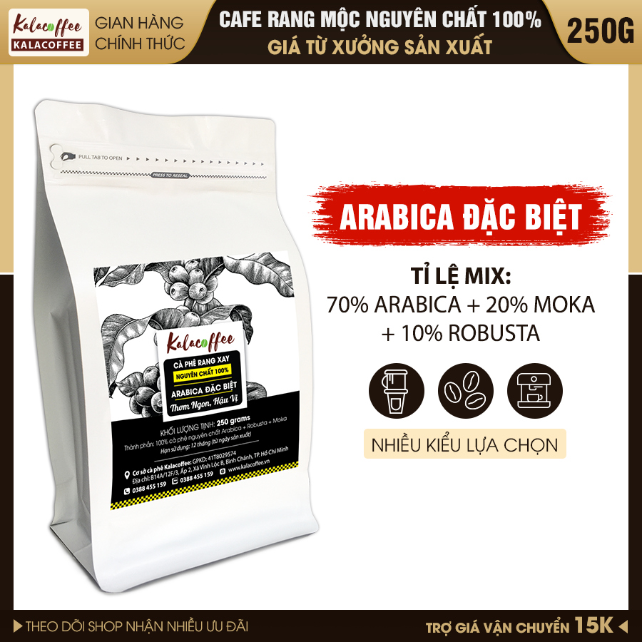 250g Cà phê Arabica đặc biệt Kalacoffee nguyên chất pha phin cà phê tuyển chọn thanh dịu thơm dai hậu ngọt
