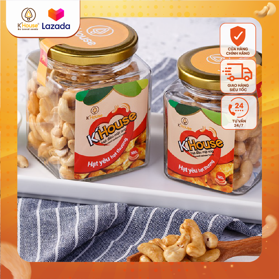 Hạt điều mật ong hũ 120gr - hạt điều k'house bình phước