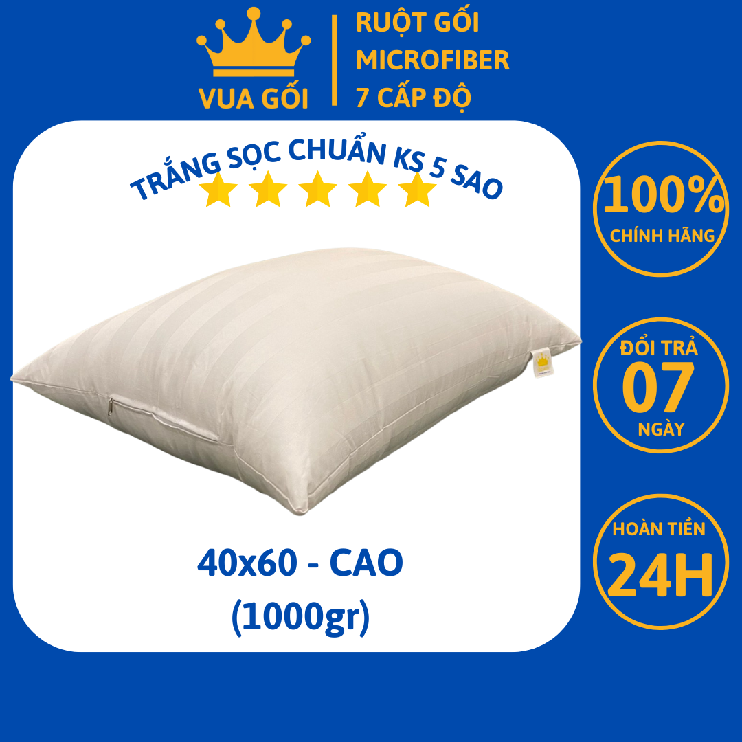 Ruột gối nằm lông vũ nhân tạo cao cấp 40x60 cm vua gối deluxe pillow êm ái kháng khuẩn chuẩn khách sạn - loại 1000gr