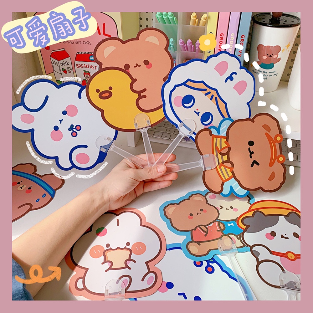 Quạt nhựa hoạt hình, quạt cầm tay mini hình thú cute - Giao ngẫu nhiên