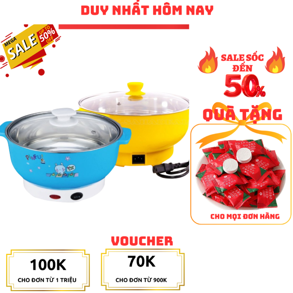 Nồi Lẩu Điện Mini Đa Năng Nika 26cm, Nồi Lẩu Điện Văn Phòng, Nồi Lẩu Đa Năng 1000W Inox 304, Tiện Dụng Cho 2-3 Người Dùng, Siêu Tiện Dụng, Thông Minh