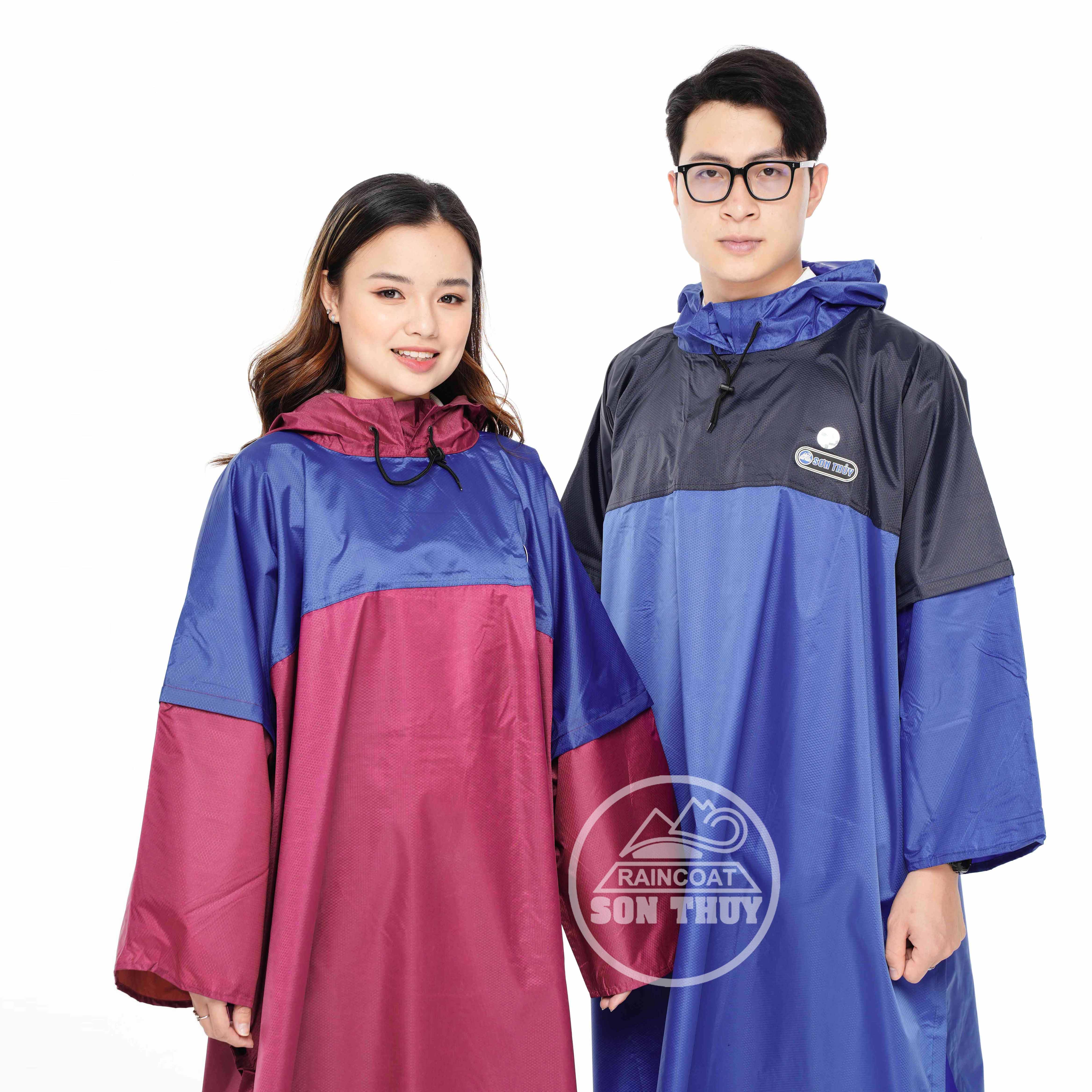 Áo mưa cài cạnh Sơn Thủy, áo mưa choàng cánh dơi vải dù vân tổ ong siêu nhẹ K7 CD