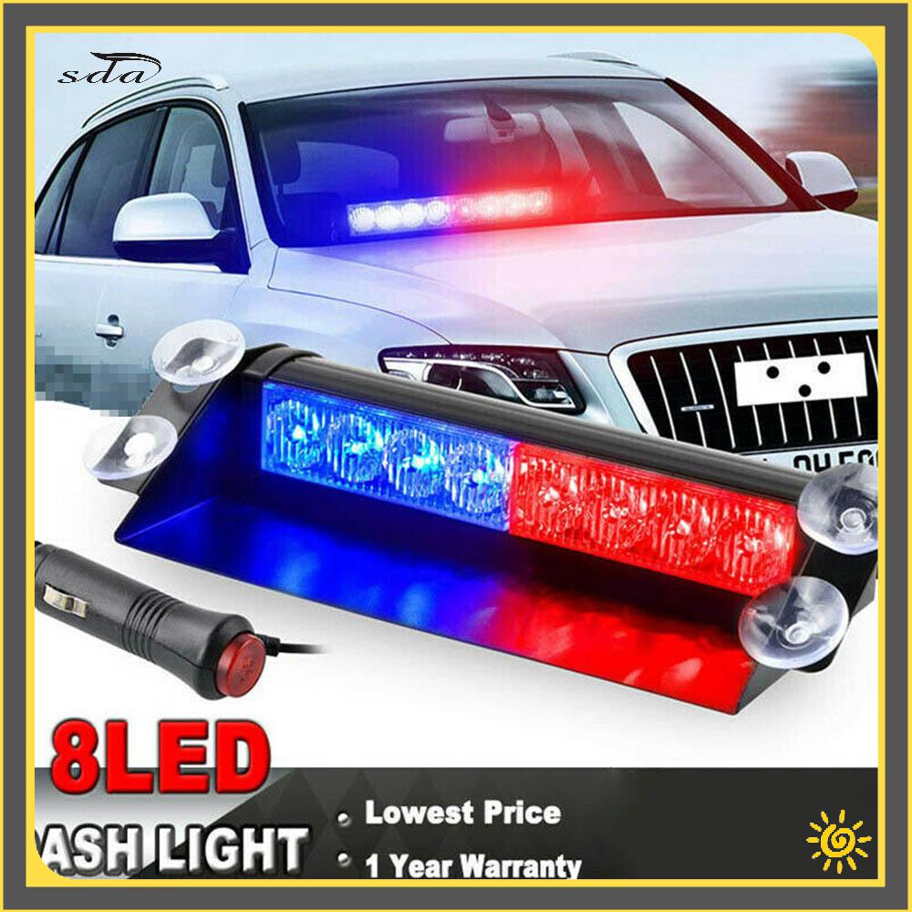 olssda Đèn Nhấp Nháy Cảnh Sát Xe Hơi Màu Xanh Đỏ 8LED Đèn Flash, Đèn Nhấp Nháy Dash Khẩn Cấp 3, DC 12V