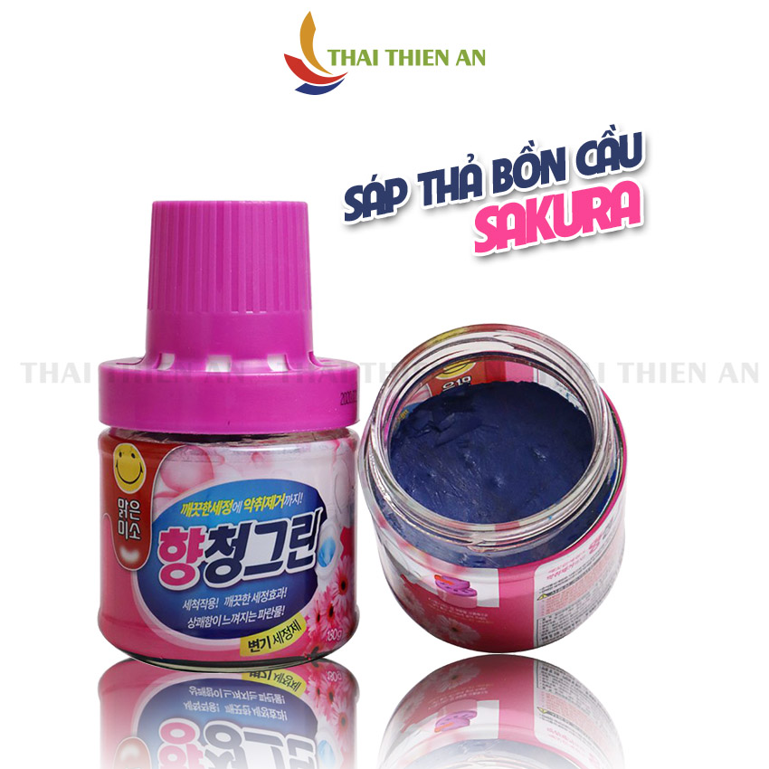 Sáp bồn cầu Sakura Hàn Quốc 180gr khử mùi nhà tắm làm sạch vết bẩn đồ dùng nhà tắm