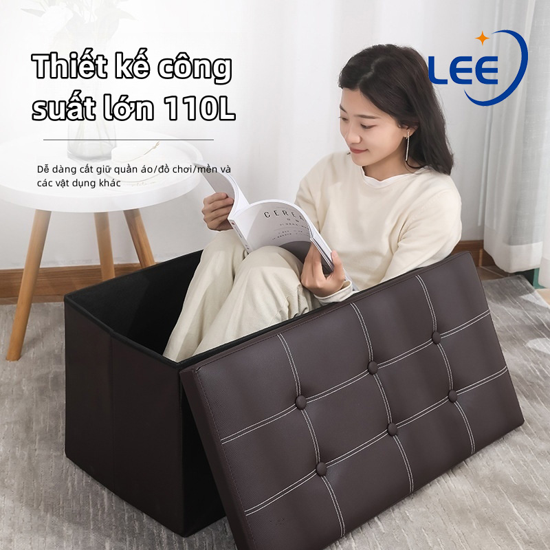 Leather Storage Box Stool Rectangular Storage Stool Sofa Folding Storage Chair