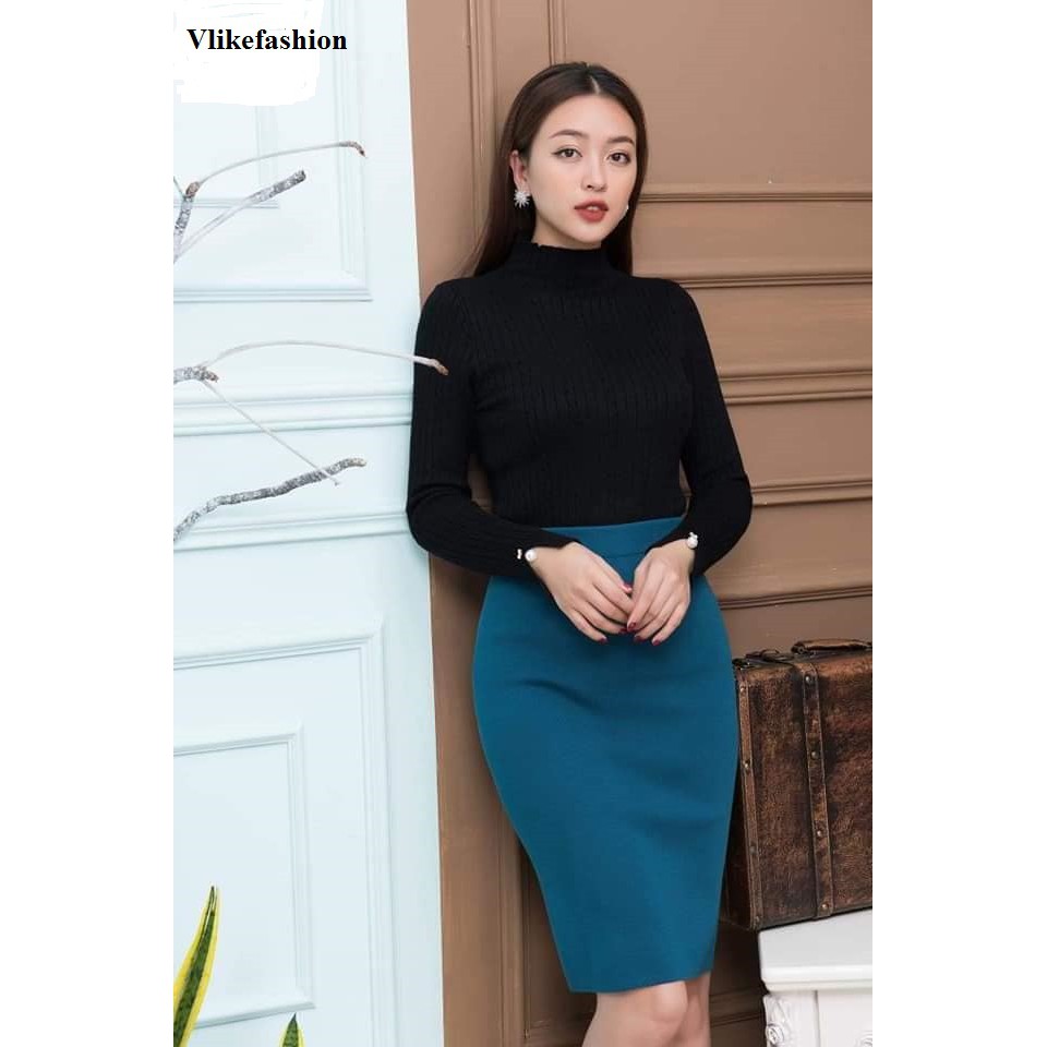 Chân váy bút chì xanh cổ vịt , Chân váy bút chì trắng, chân váy ôm công sở đẹp, chân váy công sở ôm dáng