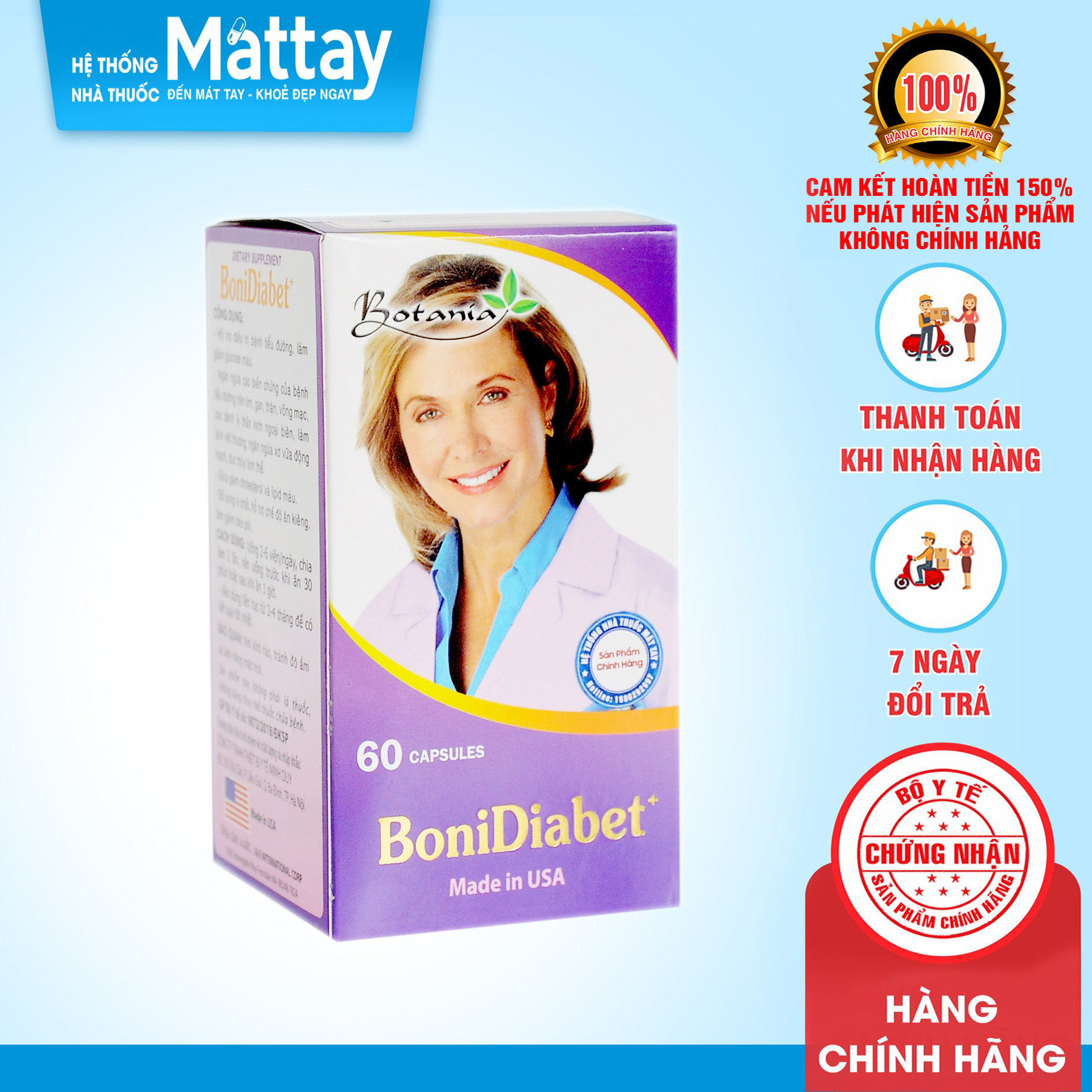 BoniDiabet - USA - Lọ 60 Viên - Dành Cho Người Bị Tiểu Đường