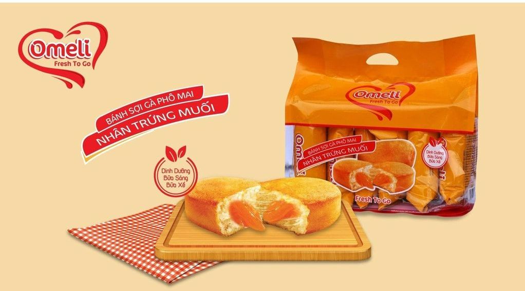 Bánh mì sợi thịt gà phô mai nhân trứng muối omeli ăn sáng gói168g