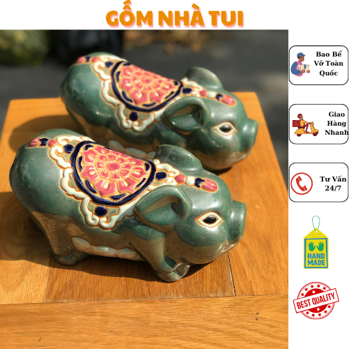 Heo hoa sen bỏ ống gốm sứ Nam bộ