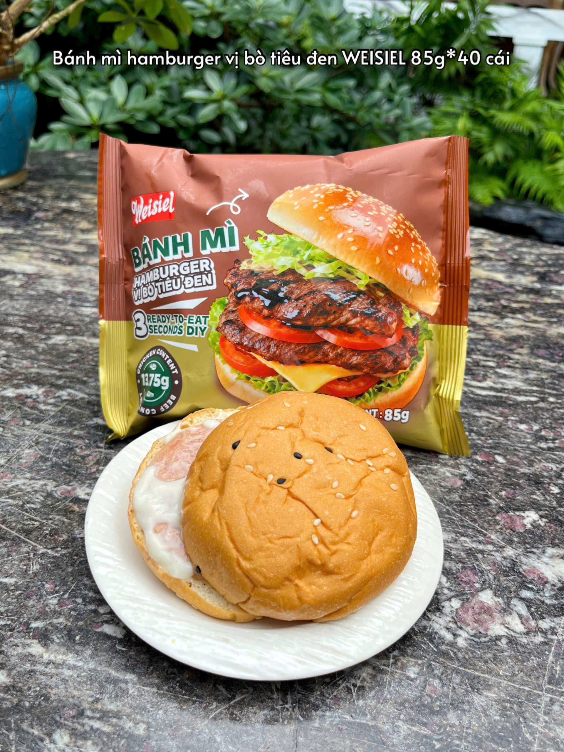[ COMBO 6 CÁI ] BÁNH HAMBUGER ĂN LIỀN WEISIEL [ VỊ BÒ TIÊU ĐEN ] [ COMBO 3 CÁI ] HOT TREND