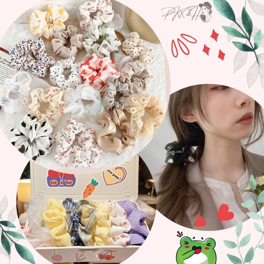 [BẢN MỚI NHẤT] Dây Cột Tóc Scunchies Siêu Dễ Thương Mềm Mại Cho Nữ, Dây Buộc Tóc Đẹp Phong Cách Hàn Quốc - Phụ Kiện Xinh 3H