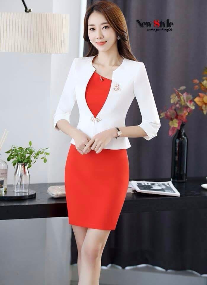 Đầm ôm công sở kèm vest thanh lịch - dcs53