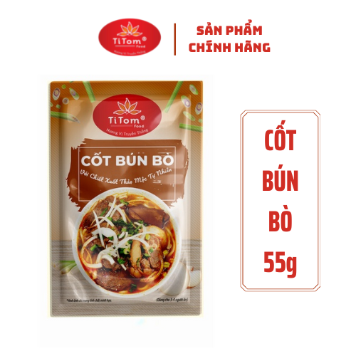 Cốt bún bò Titomfoods 55g, gia vị nấu bún bò gia truyền, gói gia vị bún bò huế