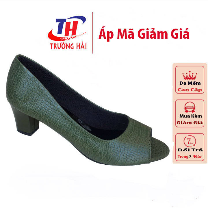 Giày cao gót hở mũi xanh 5cm gót trụ Trường Hải  CG056