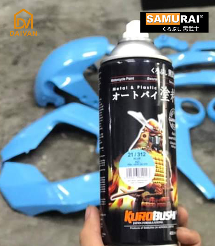 COMBO 4 chai sơn Samurai Lót-Nền-Màu-Bóng màu xanh da trời 312