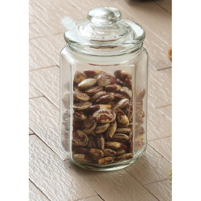 Hũ lọ lục giác nắp thủy tinh 350ml đựng gia vị