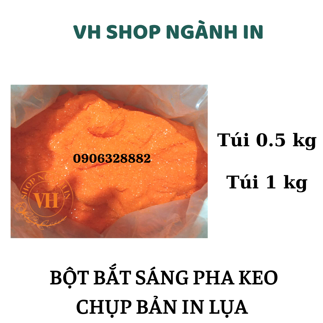 Bột bắt sáng pha keo dùng chụp bản in lụa, túi 0.5 kg và túi 1 kg