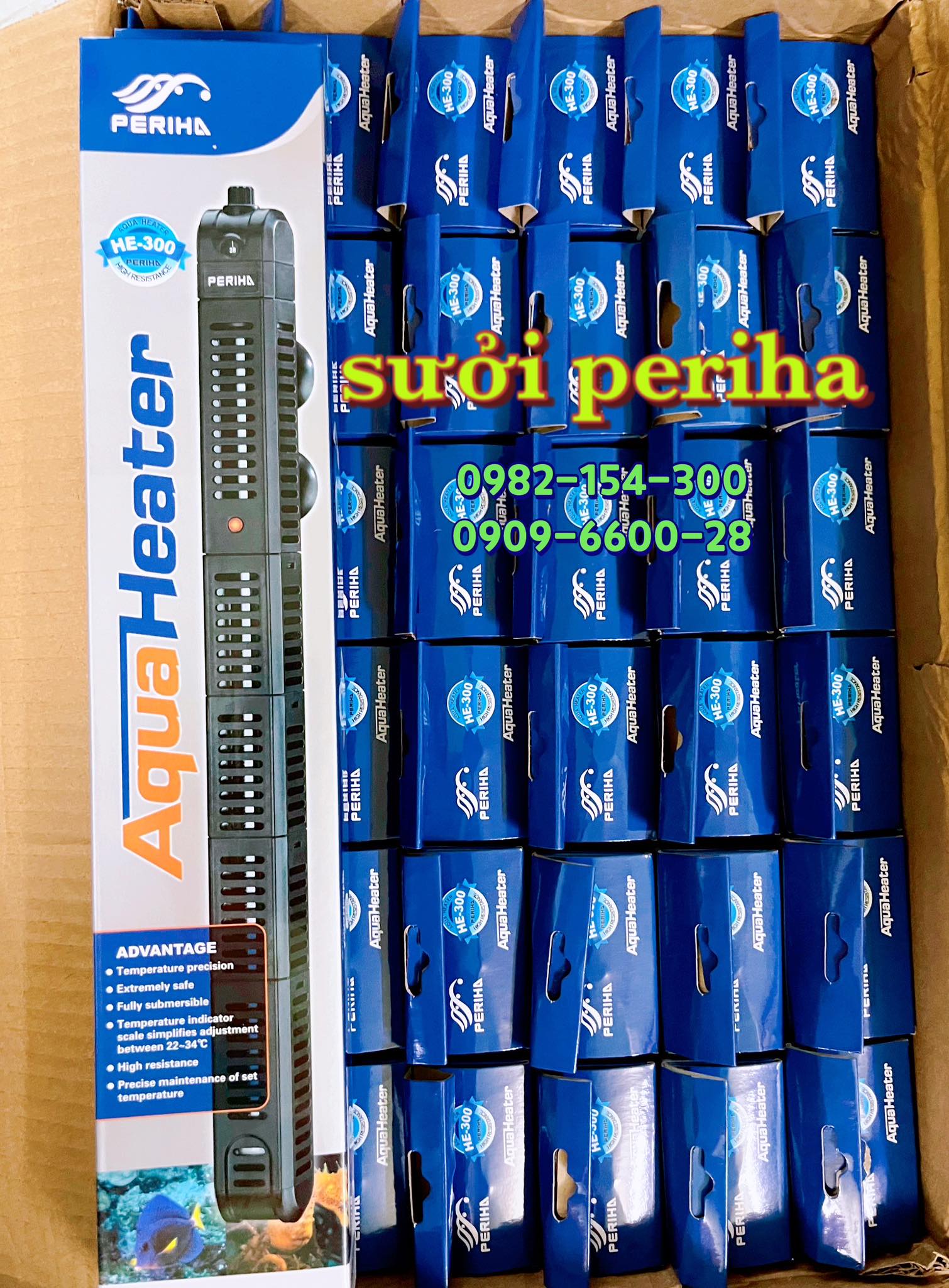 Sưởi periha chống bỏng - sưởi bể cá chất lượng cao he 100w-200w-300w-500w - he series