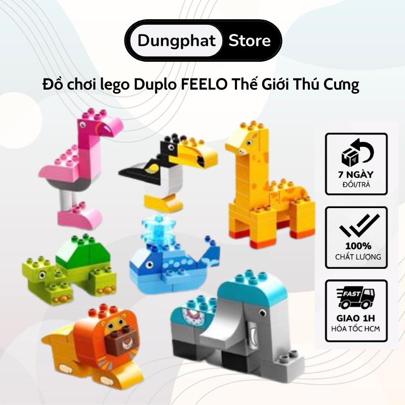 Đồ chơi xếp hình lego feelo thế giới thú cưng đáng yêu 102 chi tiết siêu to 4.3