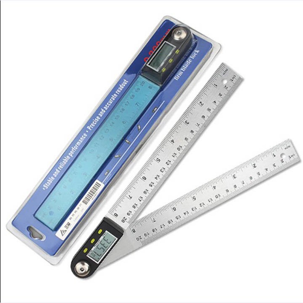 Thước đo góc điện tử 360 độ bằng thép không gỉ 200/300mm tặng 1 pin
