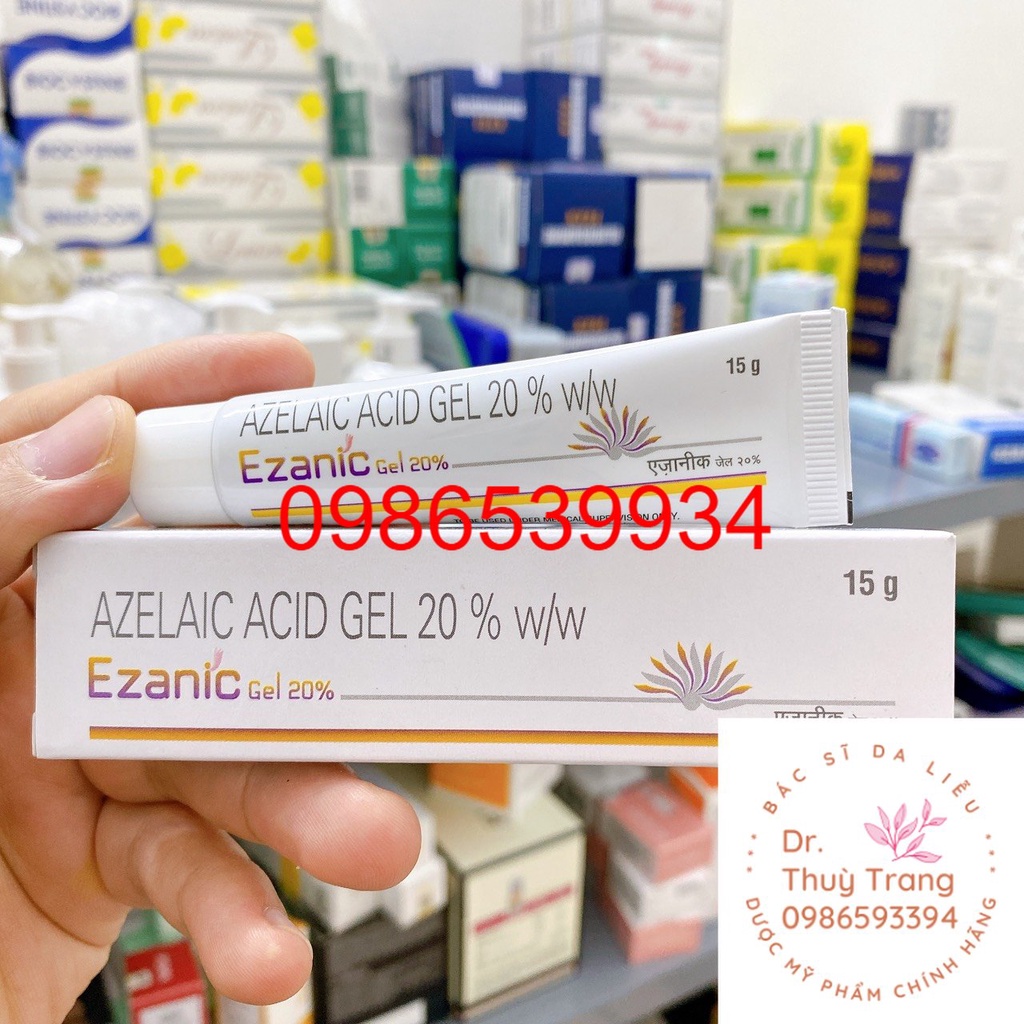 Giảm Mụn Ezanic Gel 15g - 20% azelaic acid, giảm mụn, làm mờ thâm mụn, dưỡng trắng sáng da