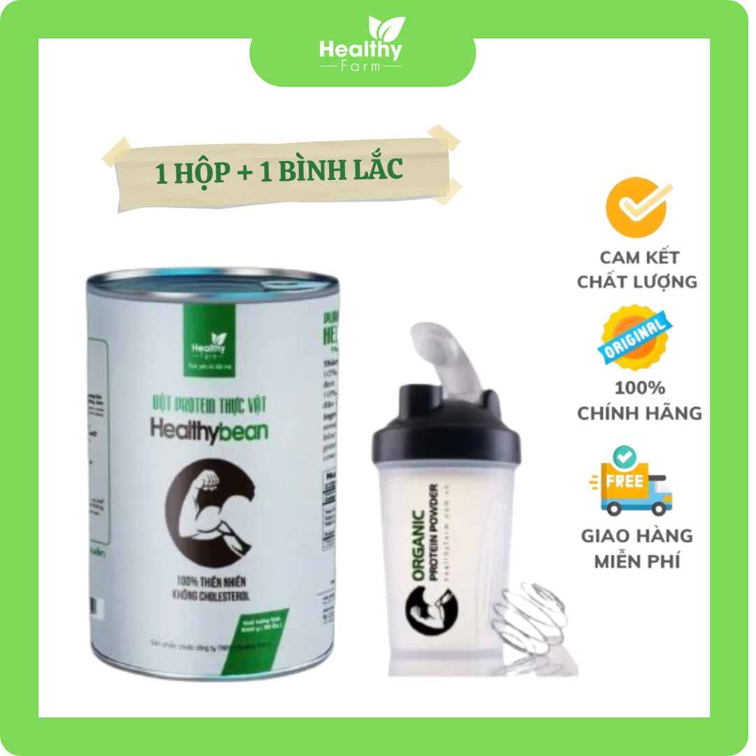 Combo 1Hộp Healthybean+1Binh lắc Bột Protein Healthy Bean protein thực vật hỗ trợ Tăng Cân - Tăng Cơ - Giảm Mỡ