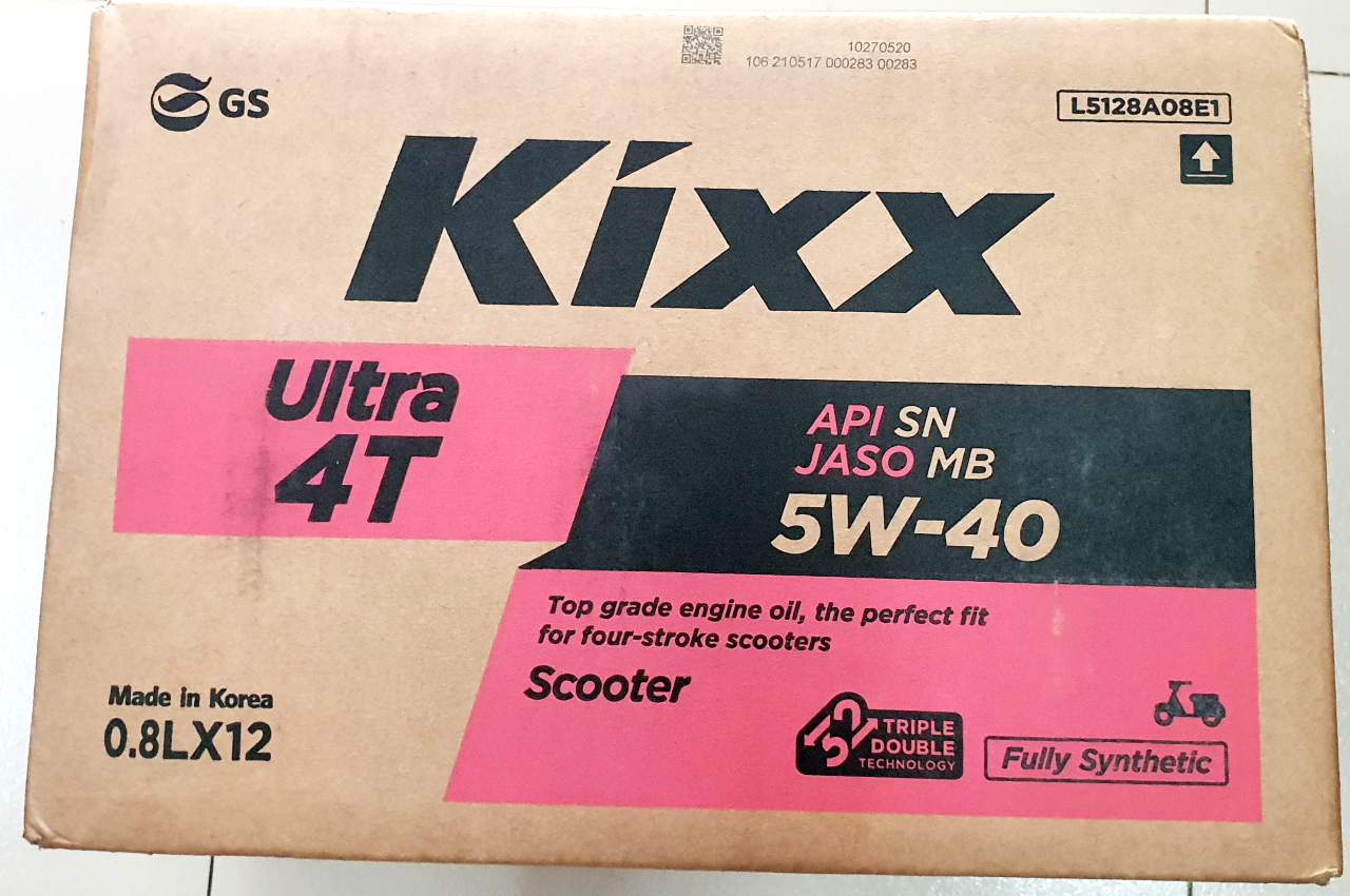 Thùng 12 chai nhớt xe tay ga Kixx Ultra Scooter 5w40 800ML,Dầu nhớt chính hãng