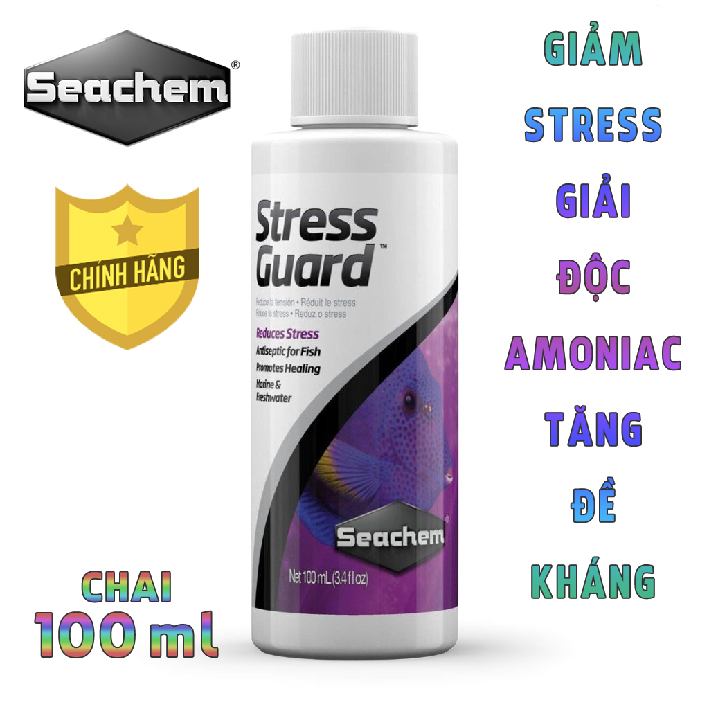 Dung dịch Seachem - Stress Guard khử Clo, Amoniac, giảm Stress cho cá cảnh thủy sinh
