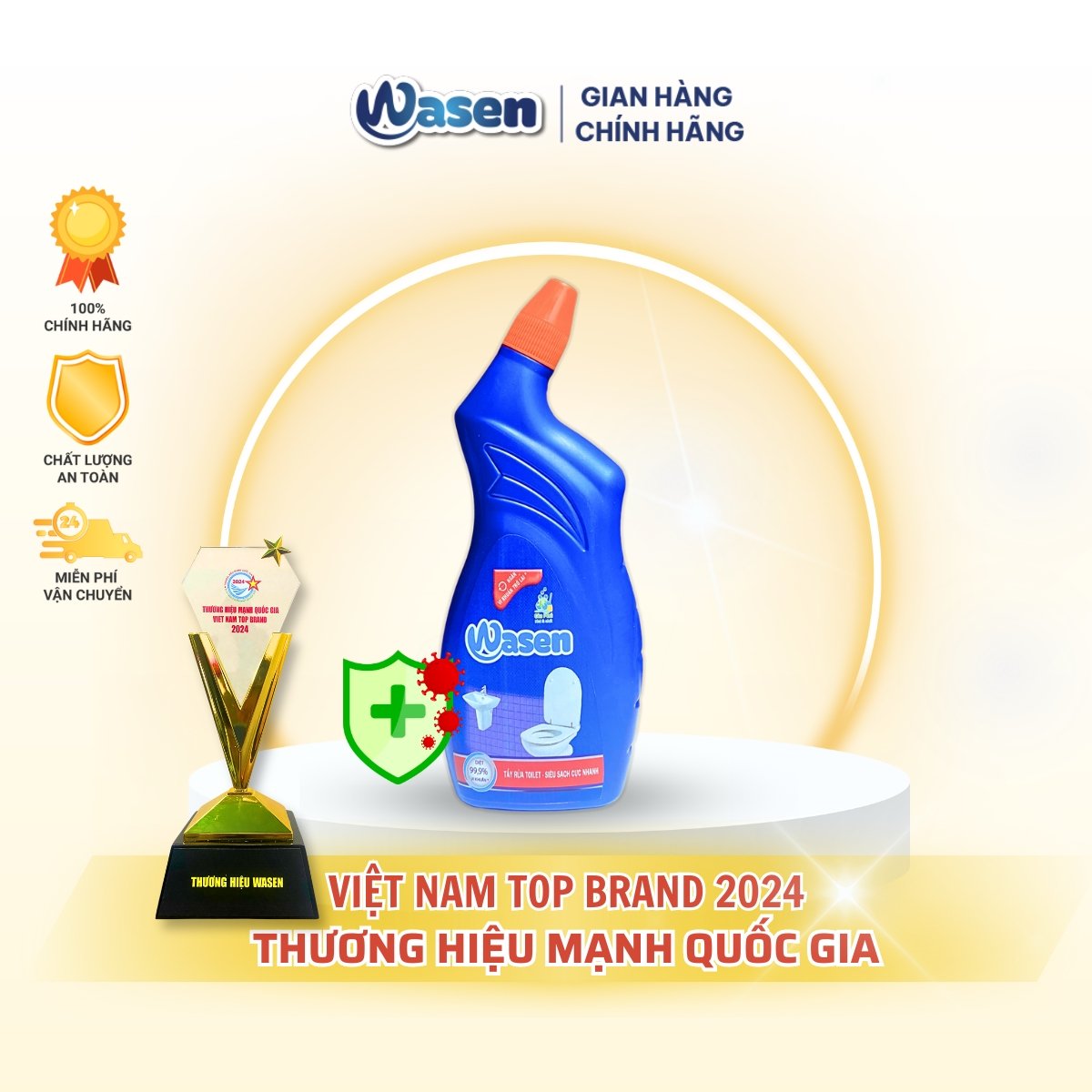 WASEN TẨY RỬA TOILET - SIÊU SẠCH CỰC NHANH DIỆT 99.9% VI KHUẨN NGĂN NGỪA VI KHUẨN TRỞ LẠI 500ml