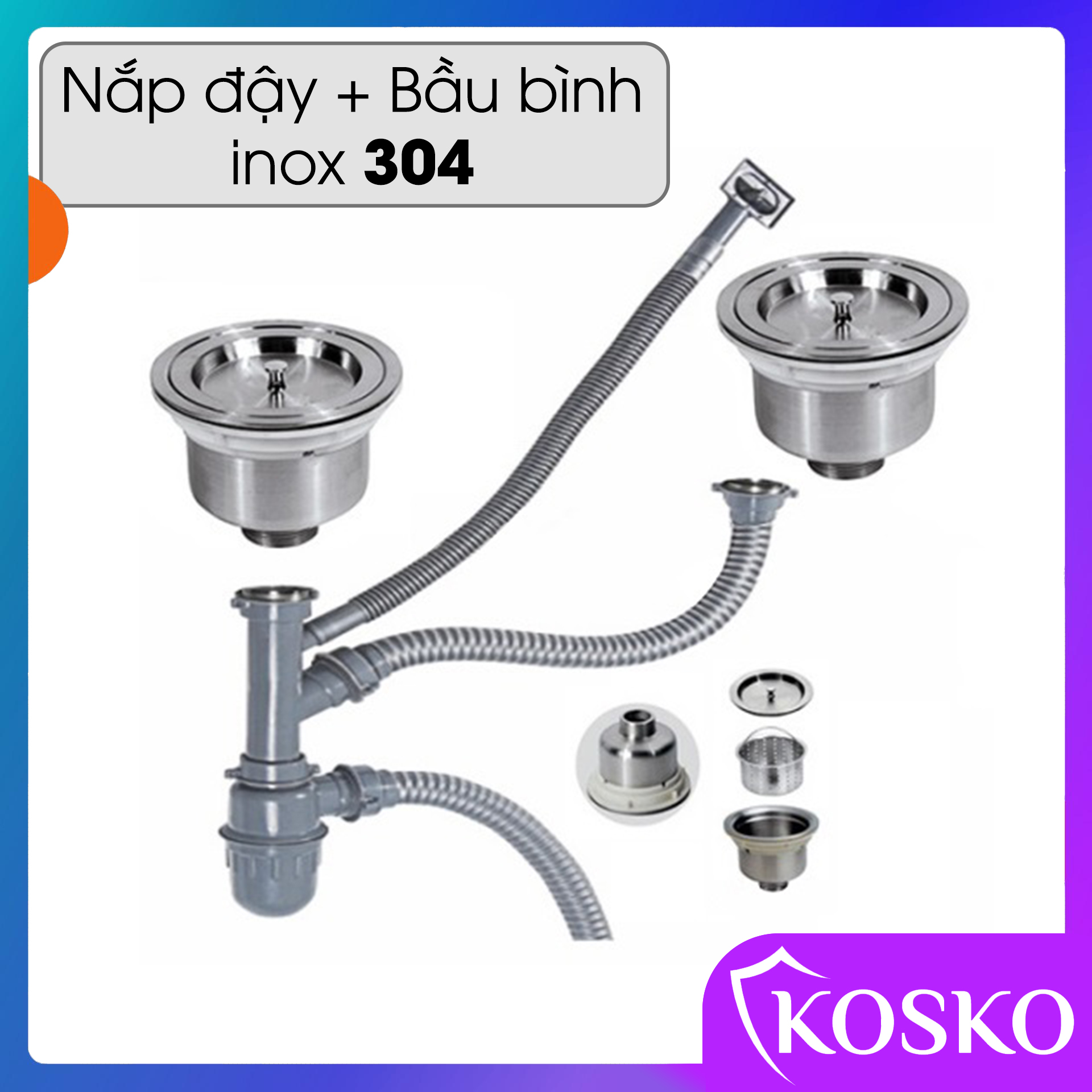 Xi phông xả chậu rửa chén bát chống hôi dành cho 2 hộc chậu kích thước 78-43 (Bảo hành 12 tháng)