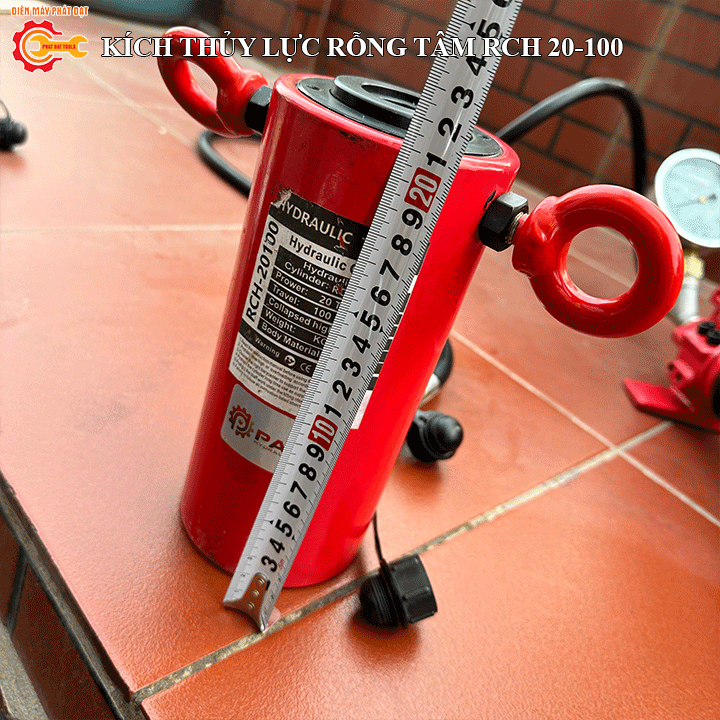 Kích thủy lực rỗng tâm 20 tấn hành trình 100mm - Bảo hành 6 tháng