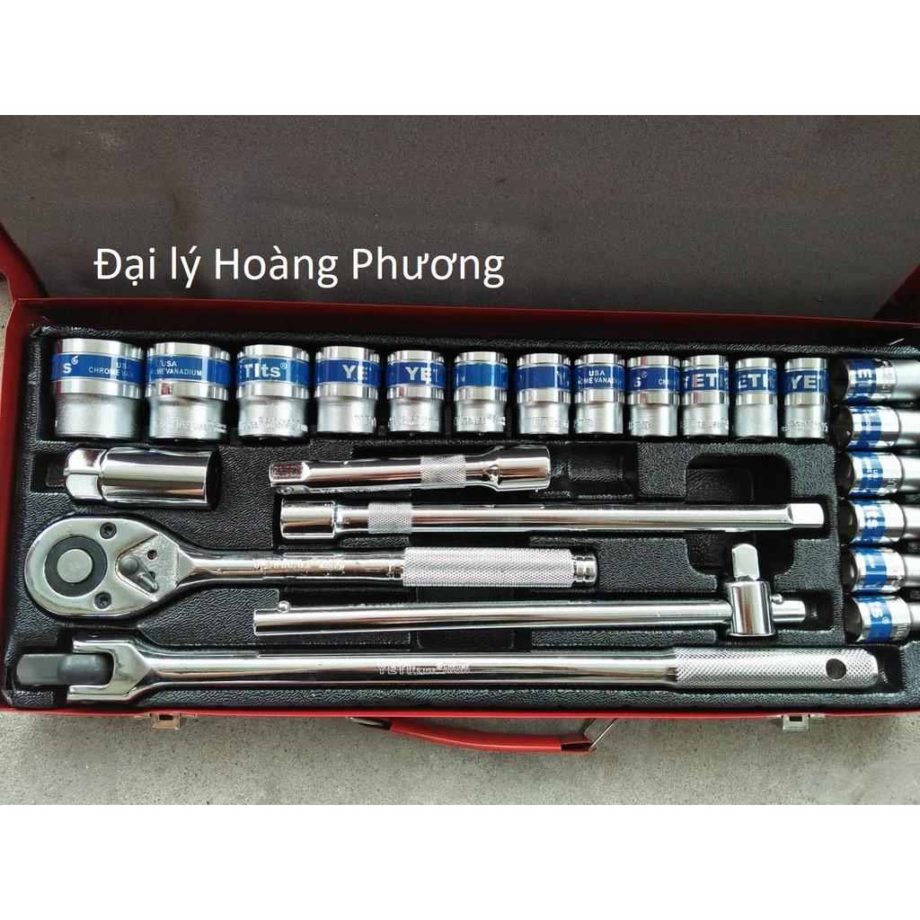 Bộ tuýp, bộ khẩu 24 chi tiết yeti tiêu chuẩn mỹ tay 1/2 hệ mét yeti kw-s424d-1