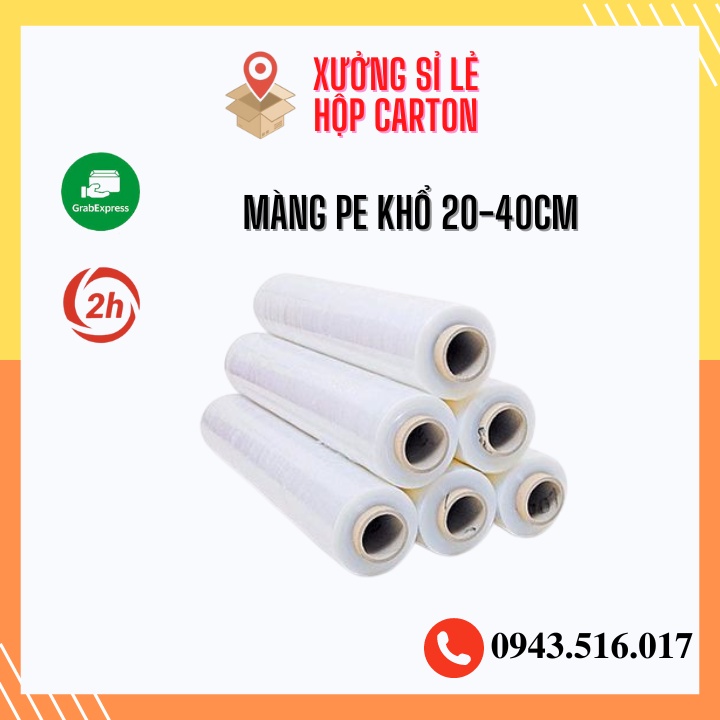 Màng bọc pe màu trắng silecarton màng quấn pe bọc hàng, gói đồ 20cm 40cm