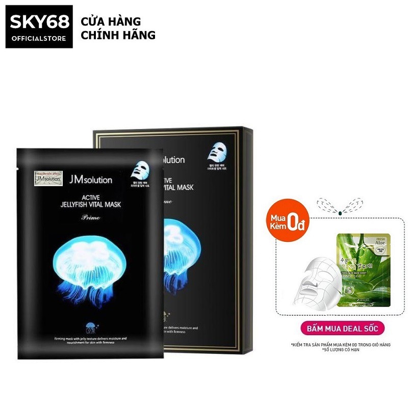 Hộp 10 mặt nạ siêu cấp ẩm nâng cơ và thải độc da từ sứa biển jm solution active jellyfish vital mask 33ml x 10